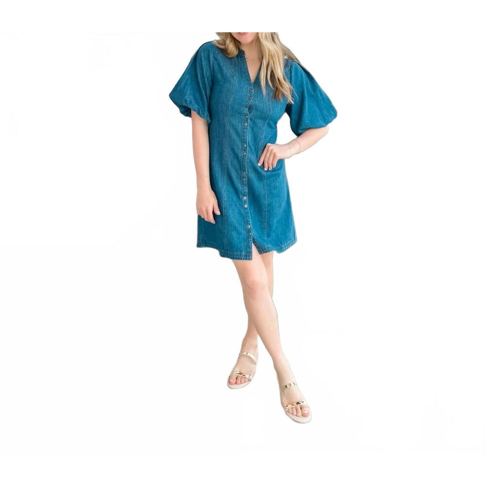 NEW TRES BIEN charlotte mini dress in dark denim